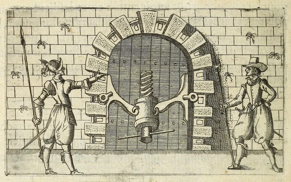 An illustration from La pyrotechnie de Hanzelet lorrain, ou sont representez les plus rares & plus appreuuez secrets des machines & des feux artificiels, propres pour assieger, battre, surprende & deffendre toutes places, 1630, leaf 160