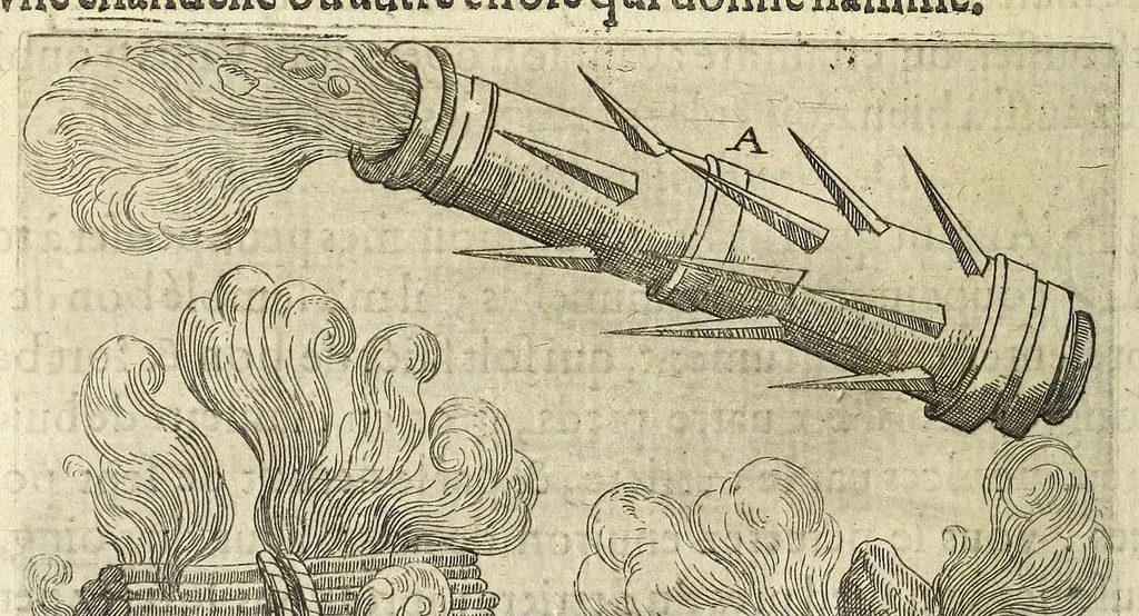 An illustration from La pyrotechnie de Hanzelet lorrain, ou sont representez les plus rares & plus appreuuez secrets des machines & des feux artificiels, propres pour assieger, battre, surprende & deffendre toutes places, 1630, leaf 182