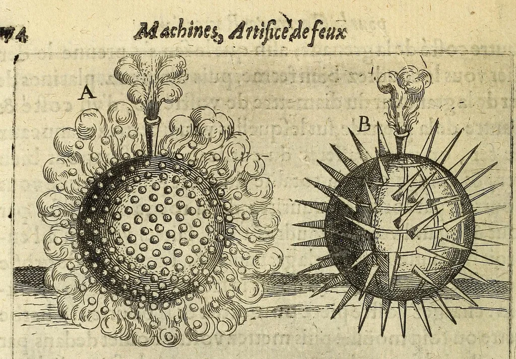 An illustration from La pyrotechnie de Hanzelet lorrain, ou sont representez les plus rares & plus appreuuez secrets des machines & des feux artificiels, propres pour assieger, battre, surprende & deffendre toutes places, 1630, leaf 186