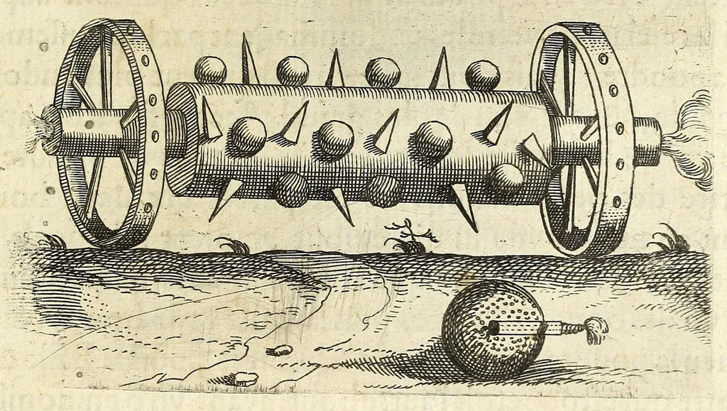 An illustration from La pyrotechnie de Hanzelet lorrain, ou sont representez les plus rares & plus appreuuez secrets des machines & des feux artificiels, propres pour assieger, battre, surprende & deffendre toutes places, 1630, leaf 197