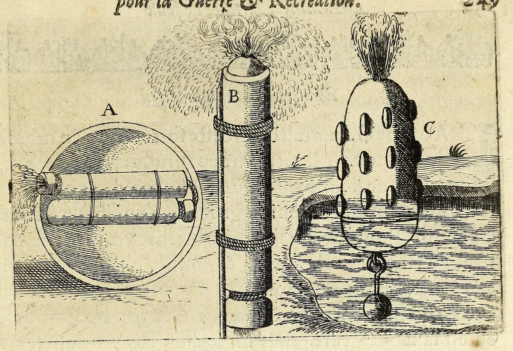 An illustration from La pyrotechnie de Hanzelet lorrain, ou sont representez les plus rares & plus appreuuez secrets des machines & des feux artificiels, propres pour assieger, battre, surprende & deffendre toutes places, 1630, leaf 261