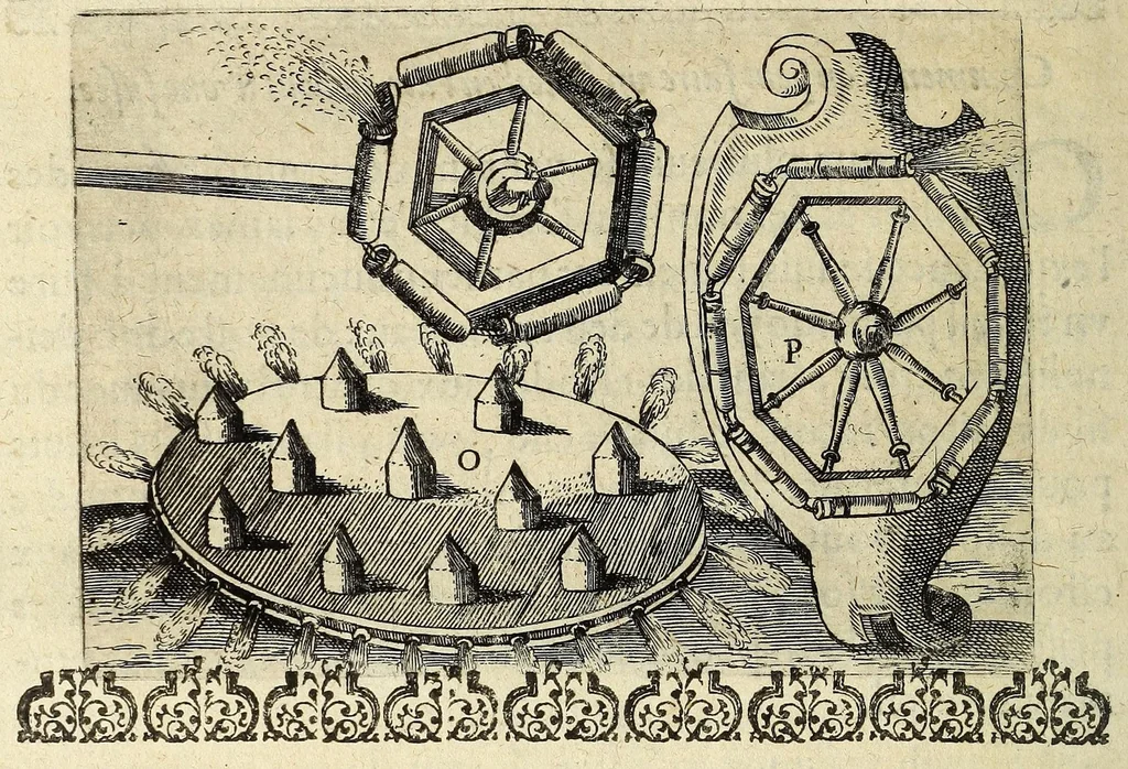 An illustration from La pyrotechnie de Hanzelet lorrain, ou sont representez les plus rares & plus appreuuez secrets des machines & des feux artificiels, propres pour assieger, battre, surprende & deffendre toutes places, 1630, leaf 268