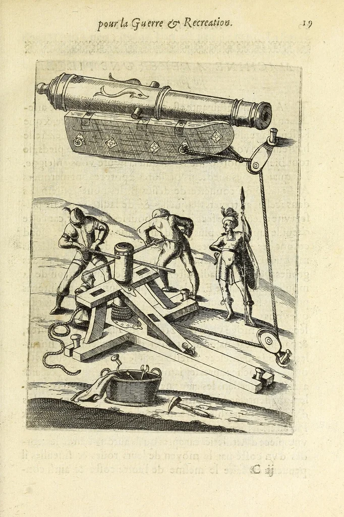 An illustration from La pyrotechnie de Hanzelet lorrain, ou sont representez les plus rares & plus appreuuez secrets des machines & des feux artificiels, propres pour assieger, battre, surprende & deffendre toutes places, 1630, leaf 31