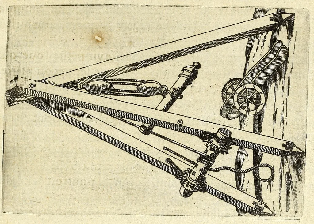 An illustration from La pyrotechnie de Hanzelet lorrain, ou sont representez les plus rares & plus appreuuez secrets des machines & des feux artificiels, propres pour assieger, battre, surprende & deffendre toutes places, 1630, leaf 35