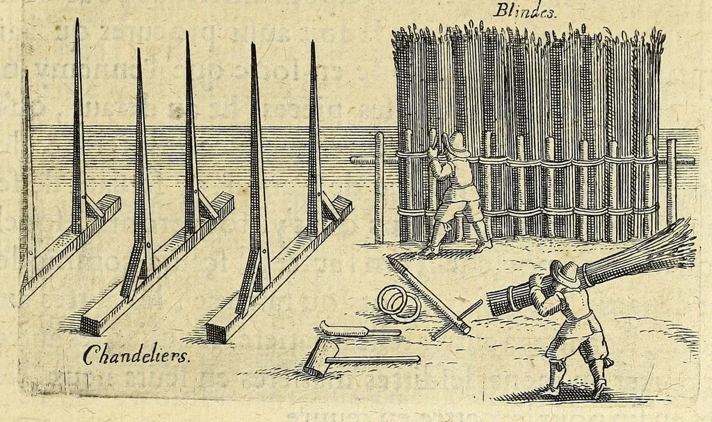 An illustration from La pyrotechnie de Hanzelet lorrain, ou sont representez les plus rares & plus appreuuez secrets des machines & des feux artificiels, propres pour assieger, battre, surprende & deffendre toutes places, 1630, leaf 93