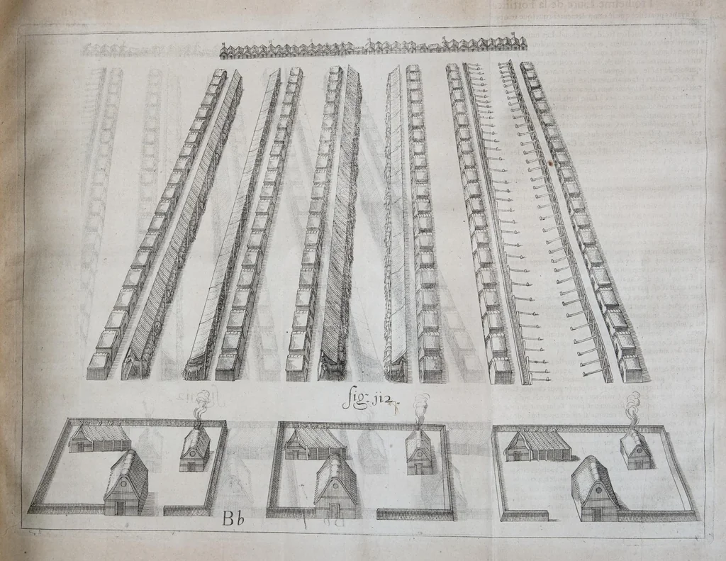 An illustration from L'architecture militaire, ou, La fortification nouuelle : augmentée et enrichie de forteresses regulieres, irregulieres, et de dehors : le tout a la practique moderne, 1668, leaf 197