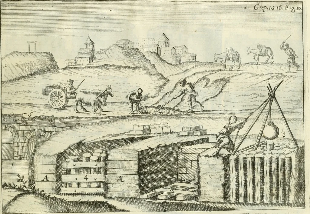 An illustration from L'architetto prattico : in cui con facilta si danno le regole per apprendere l'architettura civile, 1726, leaf 128