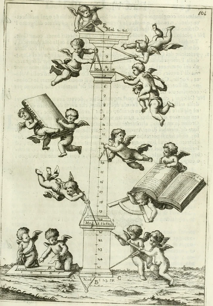 An illustration from L'architetto prattico : in cui con facilta si danno le regole per apprendere l'architettura civile, 1726, leaf 172