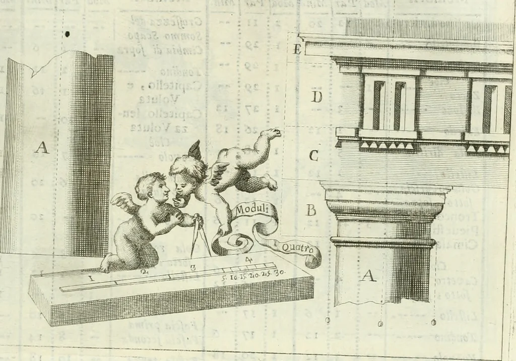 An illustration from L'architetto prattico : in cui con facilta si danno le regole per apprendere l'architettura civile, 1726, leaf 182