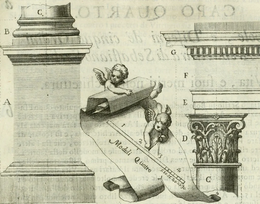 An illustration from L'architetto prattico : in cui con facilta si danno le regole per apprendere l'architettura civile, 1726, leaf 186