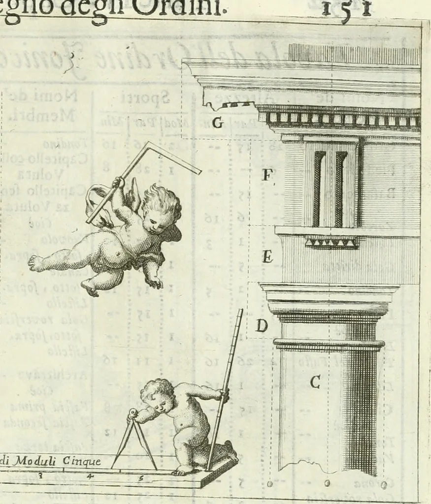 An illustration from L'architetto prattico : in cui con facilta si danno le regole per apprendere l'architettura civile, 1726, leaf 222