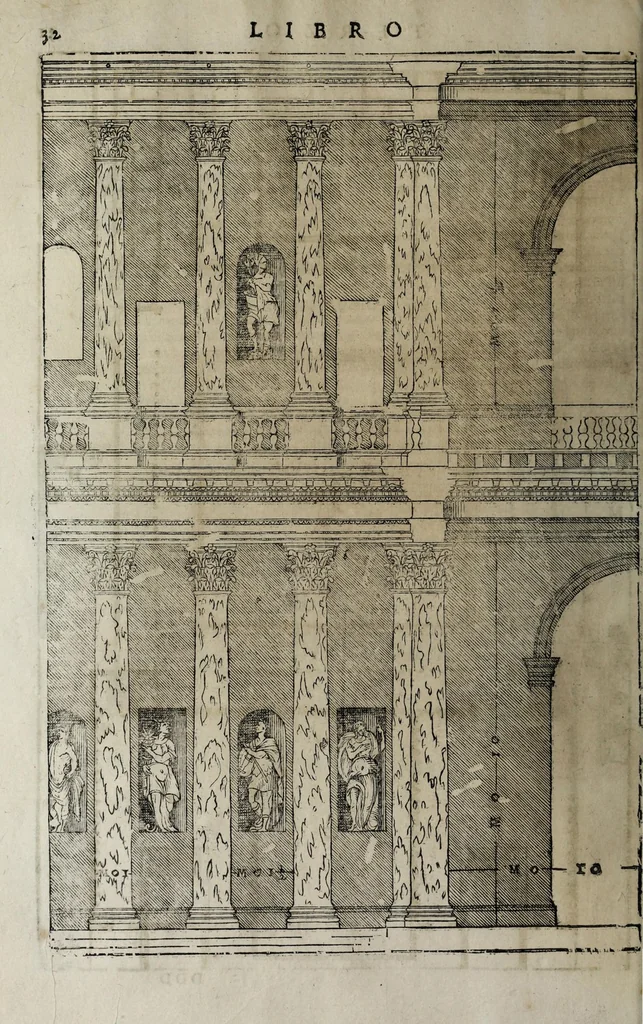 An illustration from L'architettura di Andrea Palladio diuisa in quattro libri : ne' quali, dopò vn breue trattato de' cinque ordini, et di quelli auertimenti, c[he] sono più necessarij nel fabricare : si tratta delle case priuate, delle vie, dei ponti, delle piazze, dei xisti, et de tempij, 1642, leaf 190
