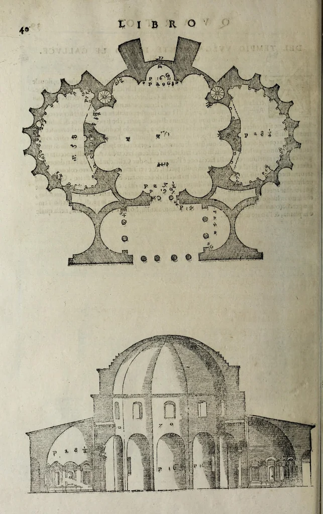An illustration from L'architettura di Andrea Palladio diuisa in quattro libri : ne' quali, dopò vn breue trattato de' cinque ordini, et di quelli auertimenti, c[he] sono più necessarij nel fabricare : si tratta delle case priuate, delle vie, dei ponti, delle piazze, dei xisti, et de tempij, 1642, leaf 246