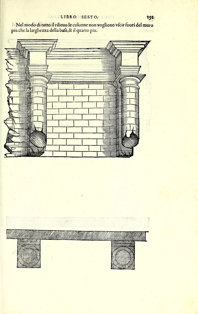 An illustration from L'architettura di Leonbatista Alberti, 1550, leaf 195