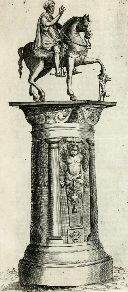 An illustration from La reale maesta, cioé, Racconto di quanto fece la regia città di Pauia nel compire e riceuere la Sereniss. D. Maria Anna, figliuola di Ferdinando terzo, imperadore sempre augusto, e sposa del grande monarca ibero Filippo quarto, di là in passando per andarsene in Ispagna, 1650, leaf 86
