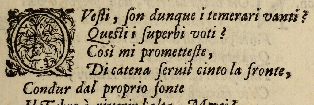 An illustration from La regina Sant'Orsola, d'Andrea Salvadori, recitata in musica nel Teatro del Serenisso. Gran Duca da Toscana., 1625, leaf 65