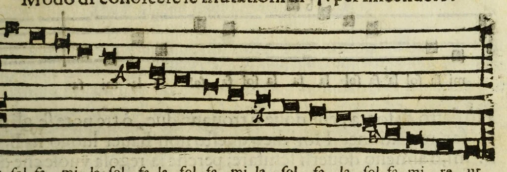 An illustration from La regola del canto fermo ambrosiano, 1622, leaf 19