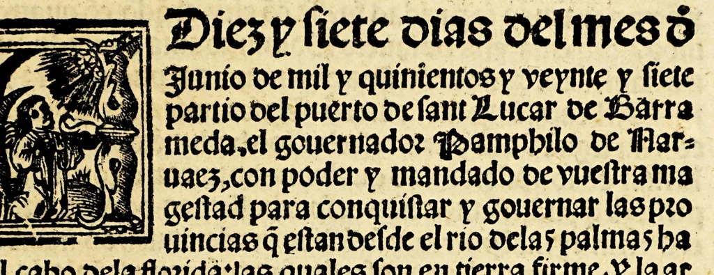 An illustration from La relacion y comentarios del gouernador Aluar Nuñez Cabeça de Vaca, de lo acaescido en las dos jornadas que hizo a las Indias, 1555, leaf 11