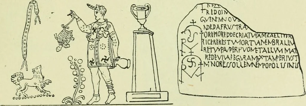 An illustration from La religion des Gaulois; les Druides et la druidisme;, 1897, leaf 197