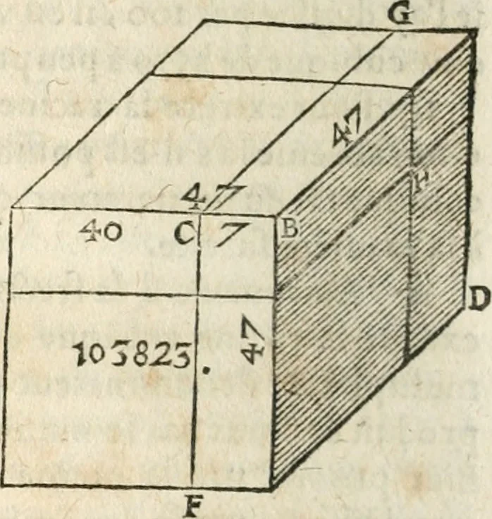 An illustration from L'arithmétique de Jean Trenchant, departie en trois liures. Ensemble vn petit discours des changes, auec l'art de calculer aux getons, 1602, leaf 249