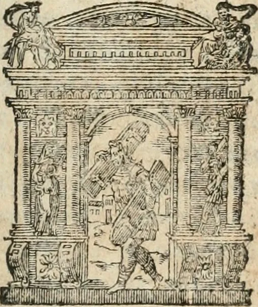 An illustration from L'arithmétique de Jean Trenchant, departie en trois liures. Ensemble vn petit discours des changes, auec l'art de calculer aux getons, 1602, leaf 6