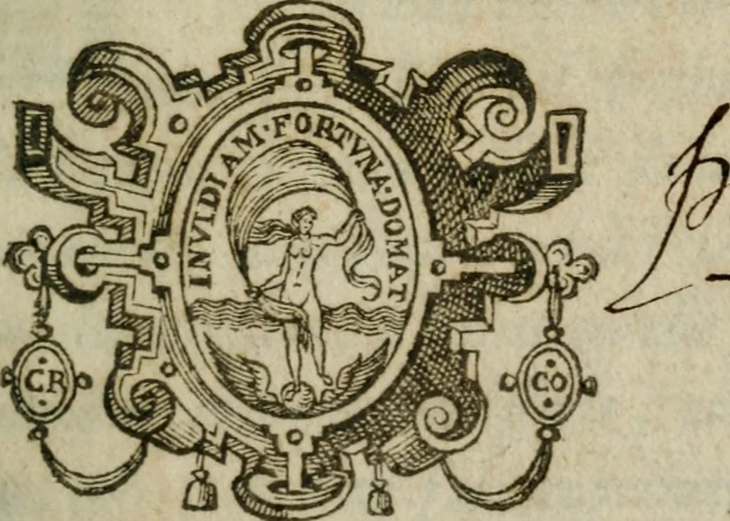 An illustration from L'arithmetiqve. Augm. de nouueau de plusieurs belles regles subtiles & briefues, traictant de diuers trafficqs de marchandises, à chacun d'iceux les regles qui y sont necessaires, outre la reduction des monnoyes, aulnages, & poids. Regles du fin or, d'argent, & alliages de metaux ... Auec plusieurs belles demandes vtiles & necessaires à l'vsage commun. Enrichie d'vne instruction & maniere de trouuer le compte faict du toisage de Lyon, 1630, leaf 4