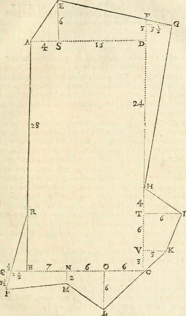 An illustration from L'arithmetiqve en sa perfection mise en pratiqve selon l'vsage des financiers, banqviers et marchands. Contenant vne ample & familiere explication de ses principes, tant en nombres entiers qu'en fractions. Avec vn traité de geometrie pratique appliquée à l'arpentage & au toisé, tant des superficies que des corps solides, et vn abregé d'algebre, suiuy de quantité de questions non moins curieuses que necessaires, 1668, leaf 340