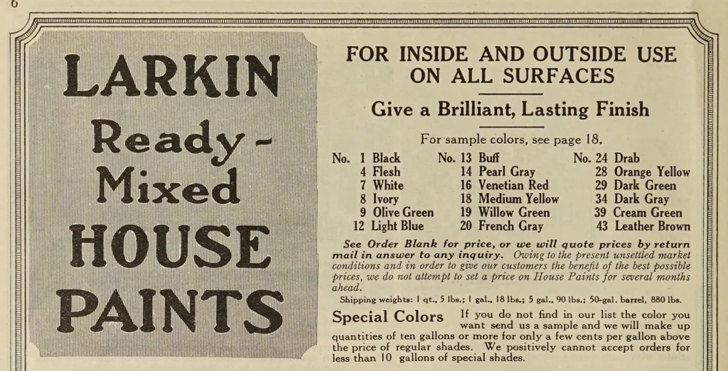 An illustration from Larkin paints : factory prices, 1920, 1920, leaf 8