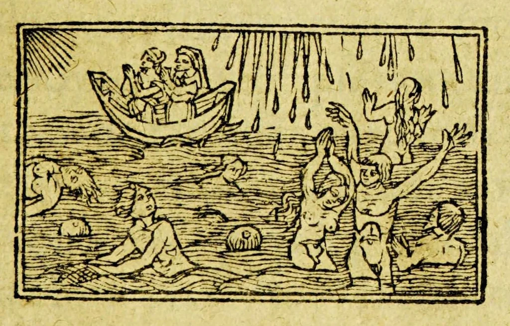 An illustration from L'arrivee des peres Capucins en l'Inde nouuelle, appellée Maraguon, : auec la reception que leur ont faict les sauuages de ce pays, & la conuersion d'iceux à nostre saincte foy., 1613, leaf 9