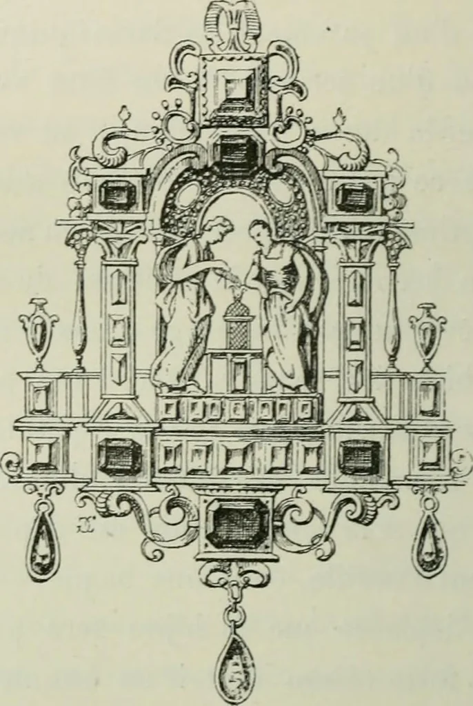 An illustration from L'art dans la parure et dans le vêtement, 1875, leaf 332