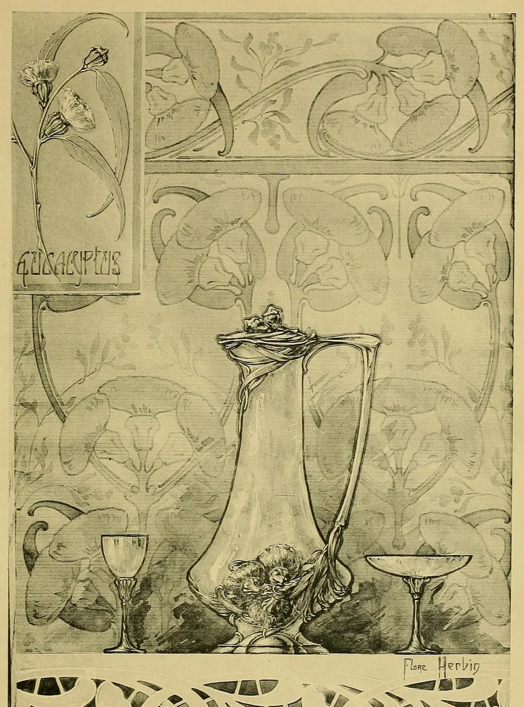 An illustration from L'art décoratif aux salons de 1906 : Société des artistes français, Société nationale des beaux-arts : bijouterie, joaillerie, orfèvrerie, céramique, 1906, leaf 43