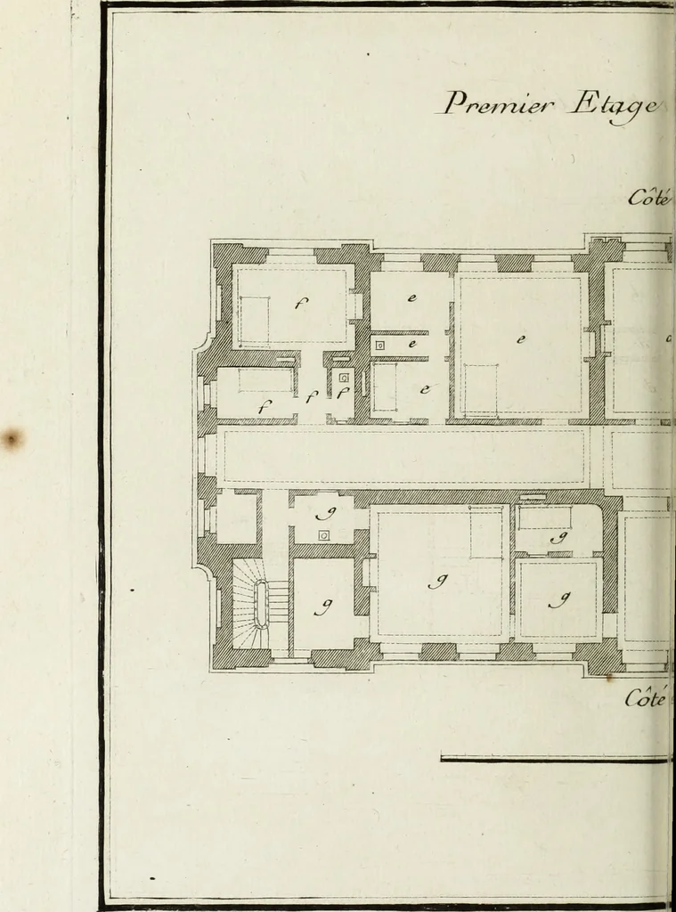 An illustration from L'art de bâtir des maisons de campagne : où l'on traite de leur distribution, de leur construction, & de leur decoration ... : avec l'explication de ses projets, et des desseins de menuiserie, de serrurerie, de parterres, & d'autres ornemens propres à la decoration intérieure & extérieure ..., 1743, leaf 271