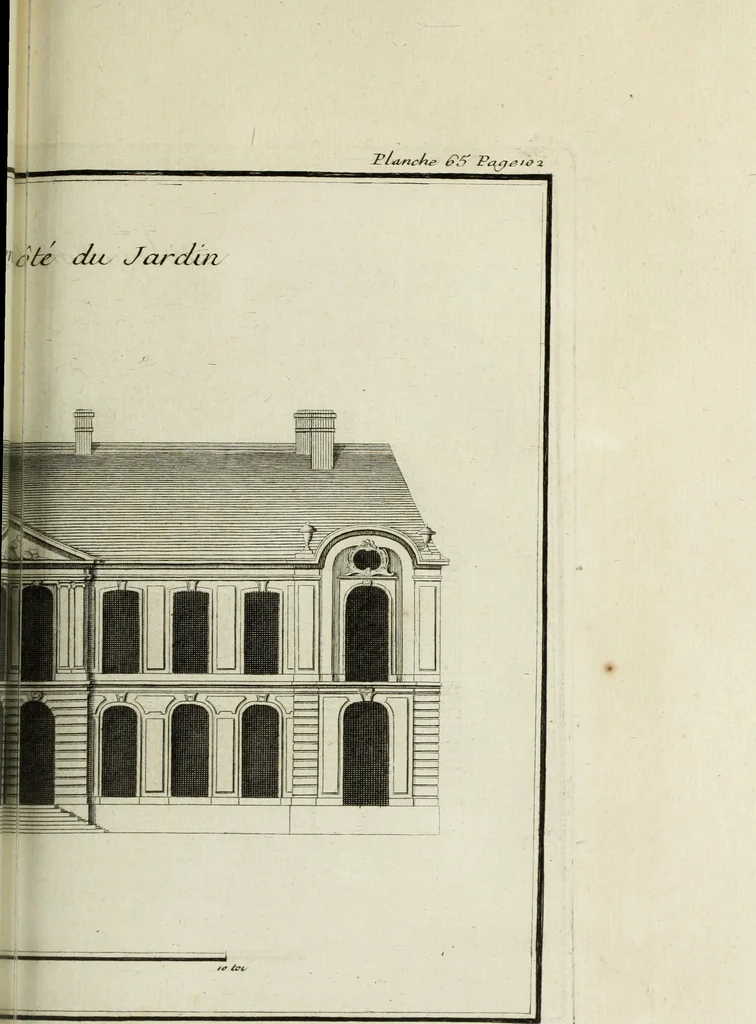 An illustration from L'art de bâtir des maisons de campagne : où l'on traite de leur distribution, de leur construction, & de leur decoration ... : avec l'explication de ses projets, et des desseins de menuiserie, de serrurerie, de parterres, & d'autres ornemens propres à la decoration intérieure & extérieure ..., 1743, leaf 282