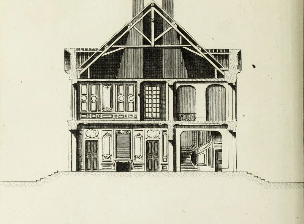 An illustration from L'art de bâtir des maisons de campagne : où l'on traite de leur distribution, de leur construction, & de leur decoration ... : avec l'explication de ses projets, et des desseins de menuiserie, de serrurerie, de parterres, & d'autres ornemens propres à la decoration intérieure & extérieure ..., 1743, leaf 285