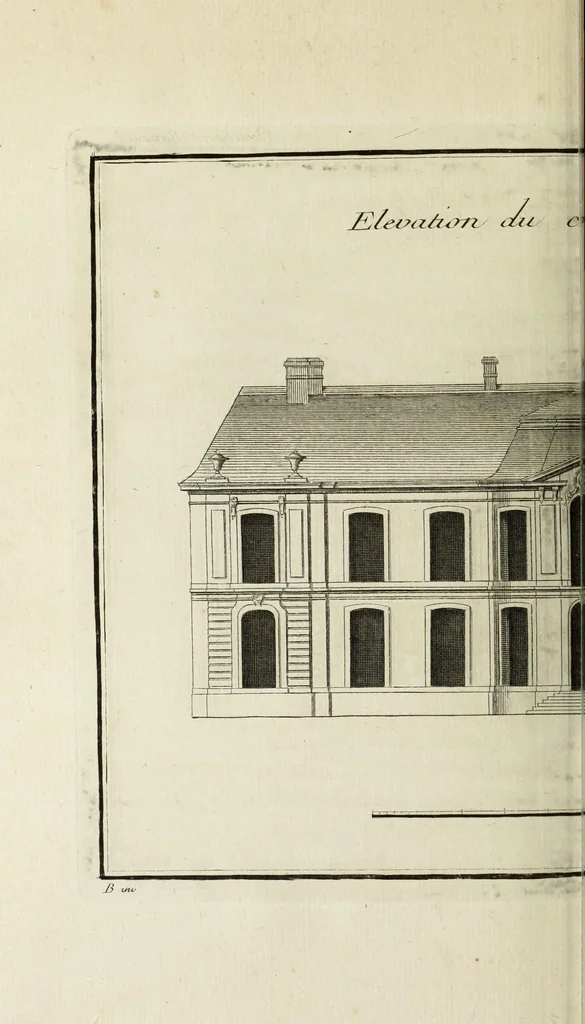 An illustration from L'art de bâtir des maisons de campagne : où l'on traite de leur distribution, de leur construction, & de leur decoration ... : avec l'explication de ses projets, et des desseins de menuiserie, de serrurerie, de parterres, & d'autres ornemens propres à la decoration intérieure & extérieure ..., 1743, leaf 311
