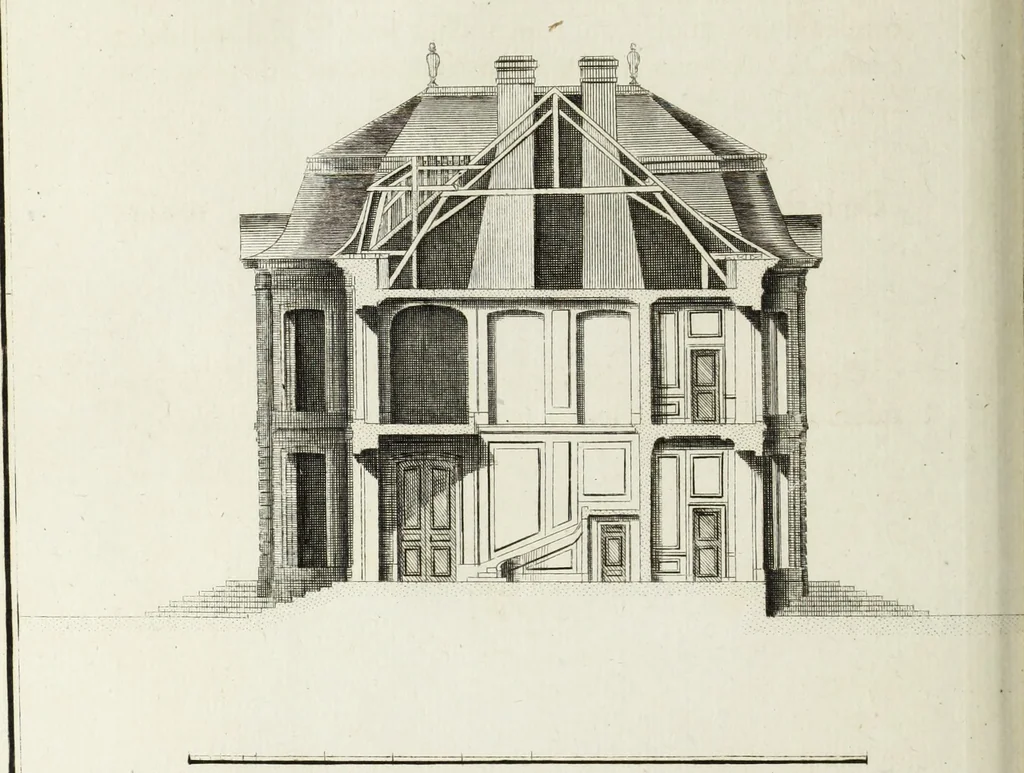An illustration from L'art de bâtir des maisons de campagne : où l'on traite de leur distribution, de leur construction, & de leur decoration ... : avec l'explication de ses projets, et des desseins de menuiserie, de serrurerie, de parterres, & d'autres ornemens propres à la decoration intérieure & extérieure ..., 1743, leaf 315