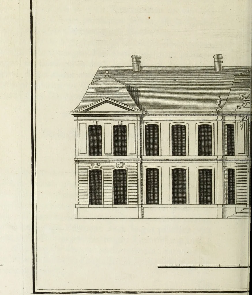 An illustration from L'art de bâtir des maisons de campagne : où l'on traite de leur distribution, de leur construction, & de leur decoration ... : avec l'explication de ses projets, et des desseins de menuiserie, de serrurerie, de parterres, & d'autres ornemens propres à la decoration intérieure & extérieure ..., 1743, leaf 347