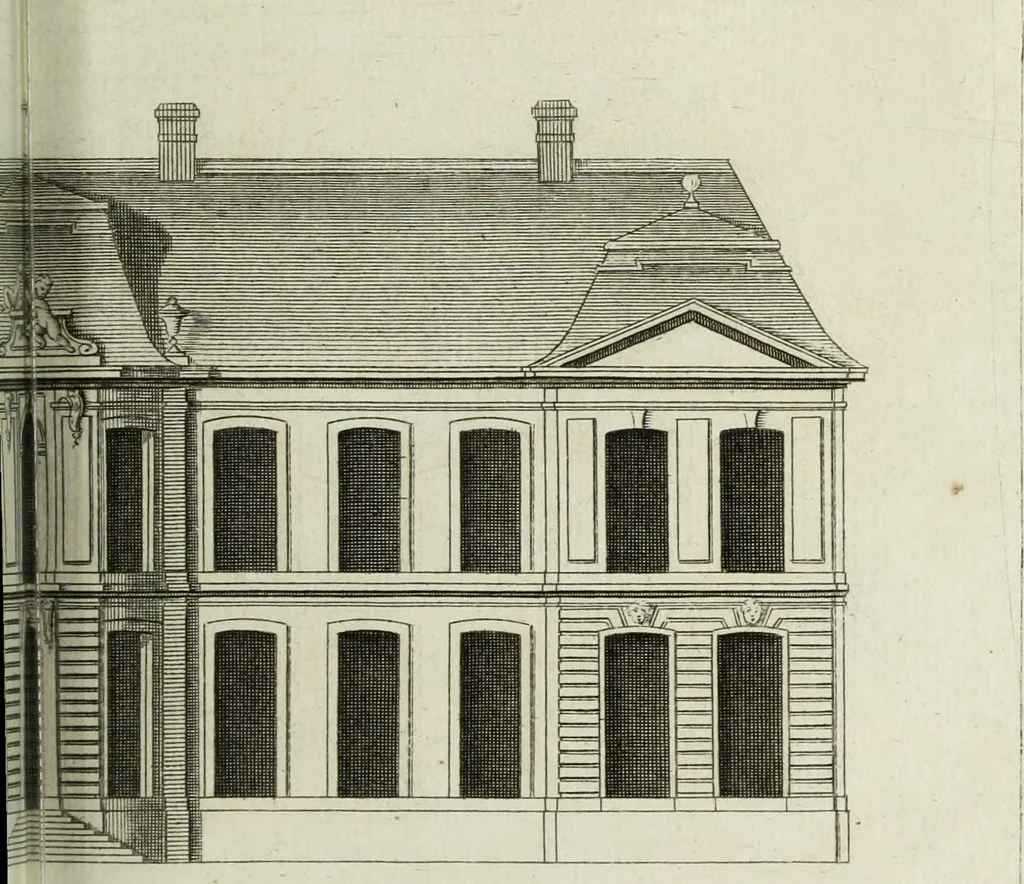 An illustration from L'art de bâtir des maisons de campagne : où l'on traite de leur distribution, de leur construction, & de leur decoration ... : avec l'explication de ses projets, et des desseins de menuiserie, de serrurerie, de parterres, & d'autres ornemens propres à la decoration intérieure & extérieure ..., 1743, leaf 348