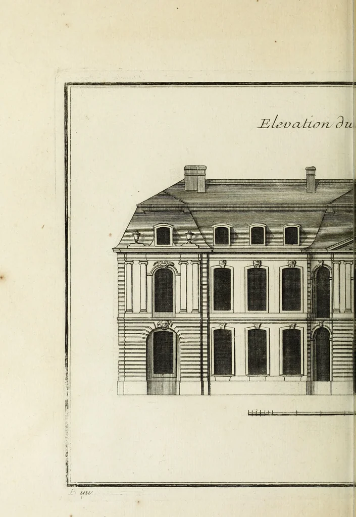 An illustration from L'art de bâtir des maisons de campagne : où l'on traite de leur distribution, de leur construction, & de leur decoration ... : avec l'explication de ses projets, et des desseins de menuiserie, de serrurerie, de parterres, & d'autres ornemens propres à la decoration intérieure & extérieure ..., 1743, leaf 425