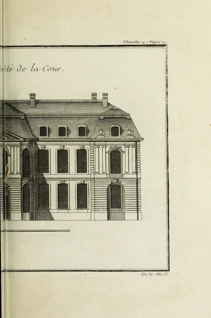 An illustration from L'art de bâtir des maisons de campagne : où l'on traite de leur distribution, de leur construction, & de leur decoration ... : avec l'explication de ses projets, et des desseins de menuiserie, de serrurerie, de parterres, & d'autres ornemens propres à la decoration intérieure & extérieure ..., 1743, leaf 426