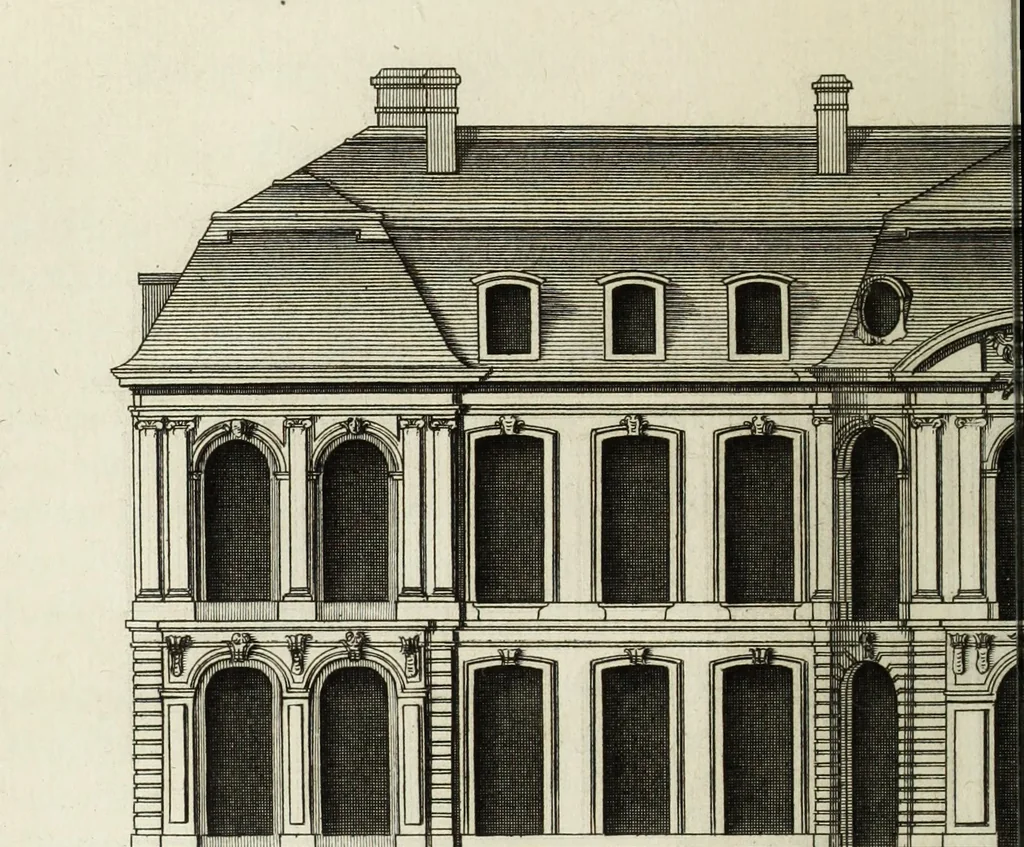 An illustration from L'art de bâtir des maisons de campagne : où l'on traite de leur distribution, de leur construction, & de leur decoration ... : avec l'explication de ses projets, et des desseins de menuiserie, de serrurerie, de parterres, & d'autres ornemens propres à la decoration intérieure & extérieure ..., 1743, leaf 431