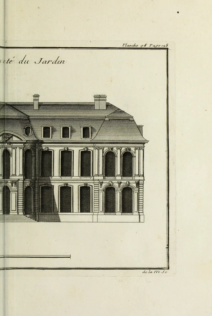 An illustration from L'art de bâtir des maisons de campagne : où l'on traite de leur distribution, de leur construction, & de leur decoration ... : avec l'explication de ses projets, et des desseins de menuiserie, de serrurerie, de parterres, & d'autres ornemens propres à la decoration intérieure & extérieure ..., 1743, leaf 432