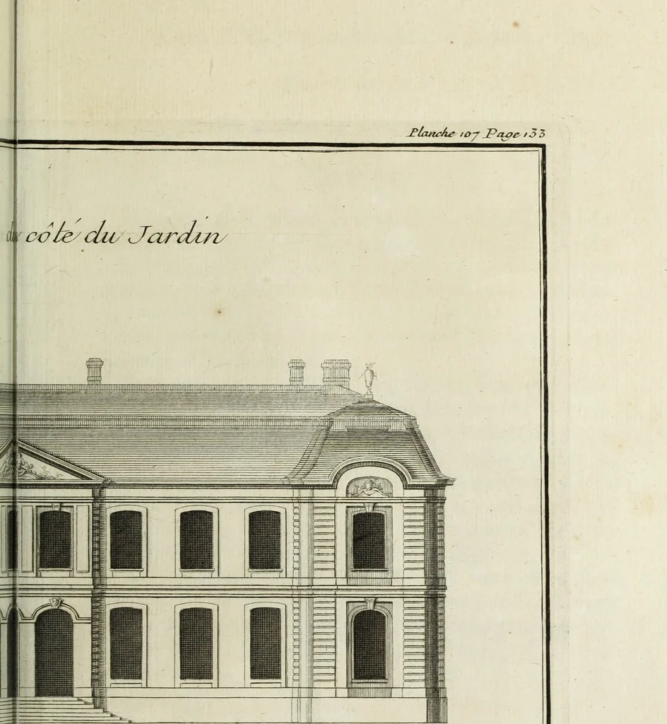 An illustration from L'art de bâtir des maisons de campagne : où l'on traite de leur distribution, de leur construction, & de leur decoration ... : avec l'explication de ses projets, et des desseins de menuiserie, de serrurerie, de parterres, & d'autres ornemens propres à la decoration intérieure & extérieure ..., 1743, leaf 466
