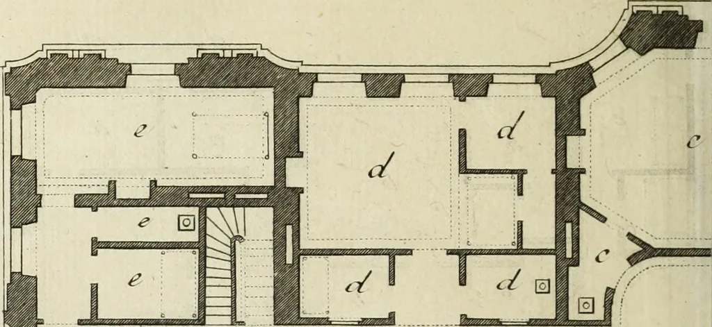 An illustration from L'art de bâtir des maisons de campagne : où l'on traite de leur distribution, de leur construction, & de leur decoration ... : avec l'explication de ses projets, et des desseins de menuiserie, de serrurerie, de parterres, & d'autres ornemens propres à la decoration intérieure & extérieure ..., 1743, leaf 487