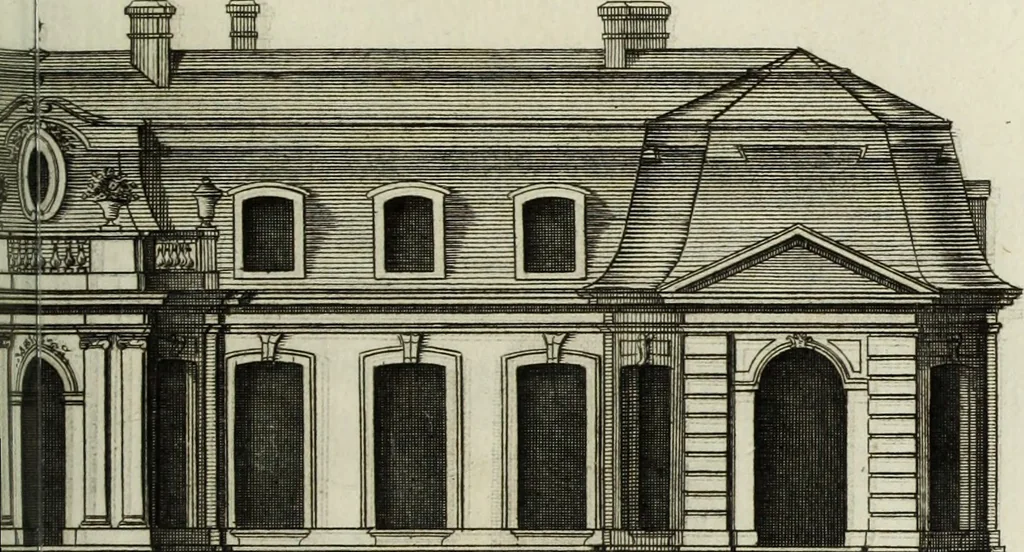 An illustration from L'art de bâtir des maisons de campagne : où l'on traite de leur distribution, de leur construction, & de leur decoration ... : avec l'explication de ses projets, et des desseins de menuiserie, de serrurerie, de parterres, & d'autres ornemens propres à la decoration intérieure & extérieure ..., 1743, leaf 530