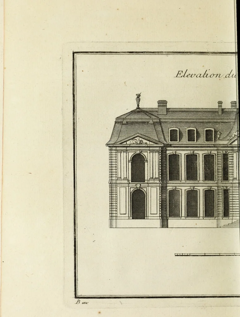 An illustration from L'art de bâtir des maisons de campagne : où l'on traite de leur distribution, de leur construction, & de leur decoration ... : avec l'explication de ses projets, et des desseins de menuiserie, de serrurerie, de parterres, & d'autres ornemens propres à la decoration intérieure & extérieure ..., 1743, leaf 535