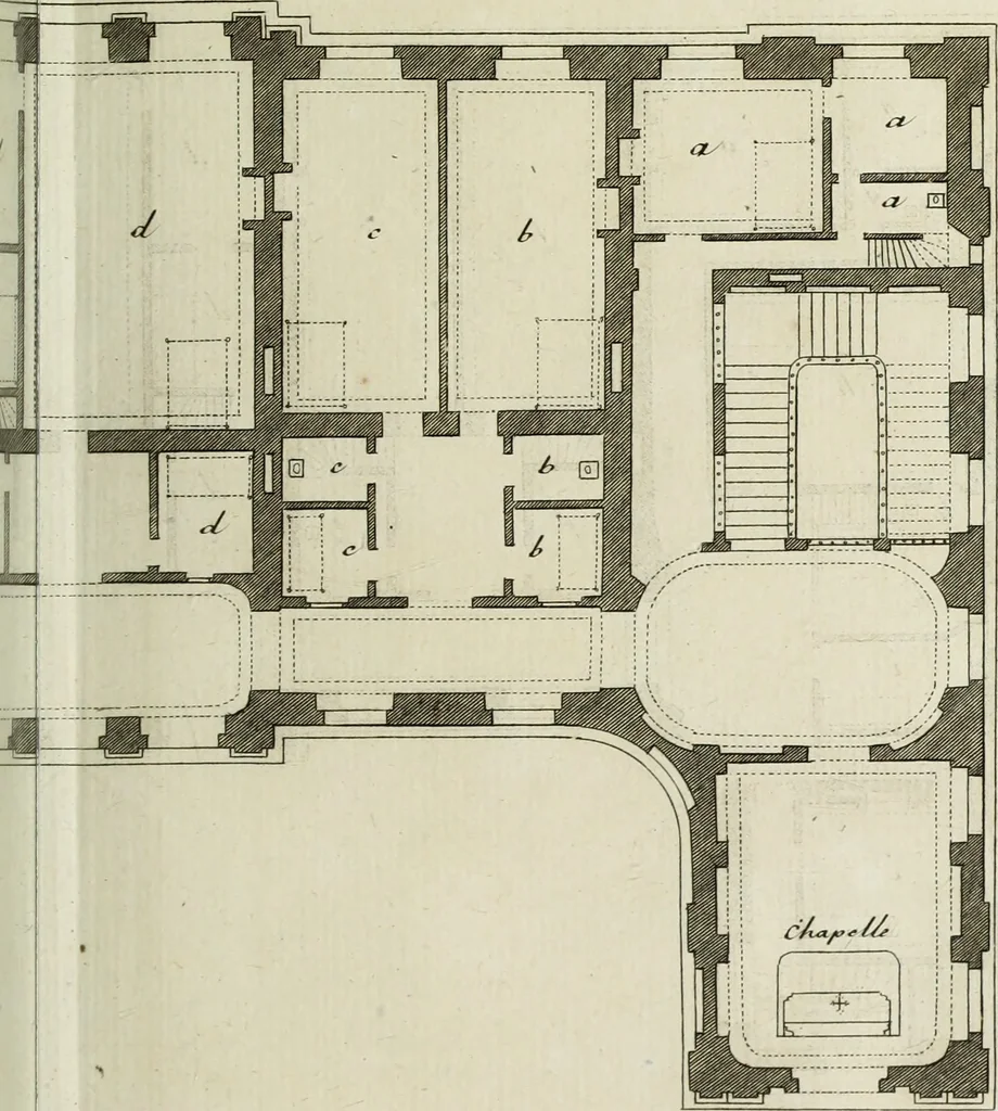 An illustration from L'art de bâtir des maisons de campagne : où l'on traite de leur distribution, de leur construction, & de leur decoration ... : avec l'explication de ses projets, et des desseins de menuiserie, de serrurerie, de parterres, & d'autres ornemens propres à la decoration intérieure & extérieure ..., 1743, leaf 568