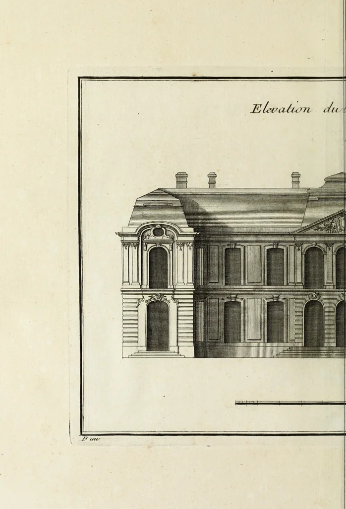 An illustration from L'art de bâtir des maisons de campagne : où l'on traite de leur distribution, de leur construction, & de leur decoration ... : avec l'explication de ses projets, et des desseins de menuiserie, de serrurerie, de parterres, & d'autres ornemens propres à la decoration intérieure & extérieure ..., 1743, leaf 591