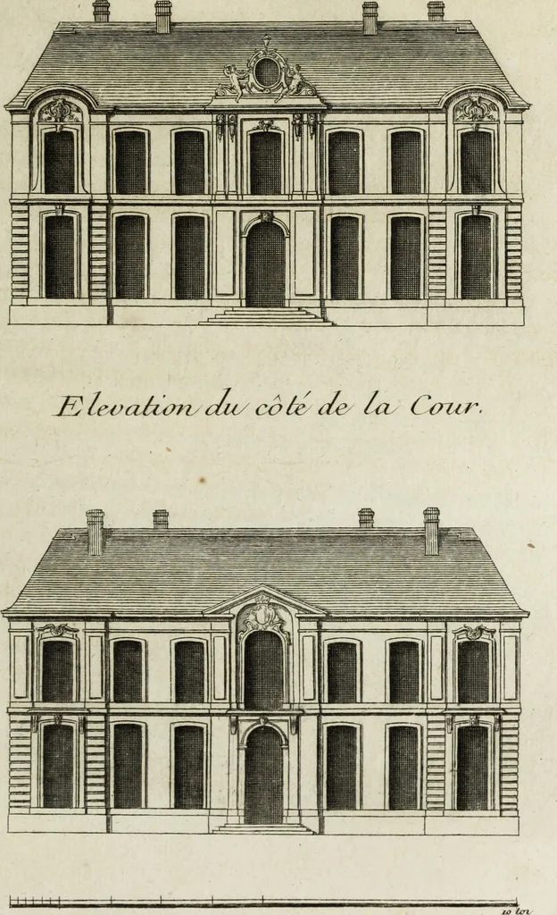An illustration from L'art de bâtir des maisons de campagne : où l'on traite de leur distribution, de leur construction, & de leur decoration ... : avec l'explication de ses projets, et des desseins de menuiserie, de serrurerie, de parterres, & d'autres ornemens propres à la decoration intérieure & extérieure ..., 1743, leaf 64