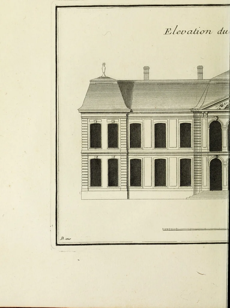 An illustration from L'art de bâtir des maisons de campagne : où l'on traite de leur distribution, de leur construction, & de leur decoration ... : avec l'explication de ses projets, et des desseins de menuiserie, de serrurerie, de parterres, & d'autres ornemens propres à la decoration intérieure & extérieure ..., 1743, leaf 101